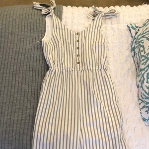 Tie Olive Stripe Jumpsuit (Vici)